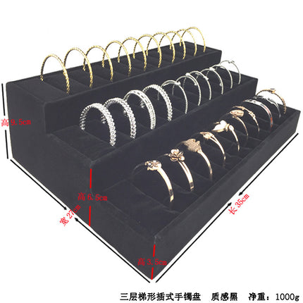 Trapezoidal 9-Slot Ring Holder Earring Display Jewelry Stand Ice Flower Pendant Jewelry Tray Accessory Tray Live Streaming Same Style