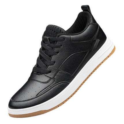 Men's Height 8cm Leather Shoes Summer New Breathable Board Shoes Boys White Shoes Students Korean Fashion Sports Leisure