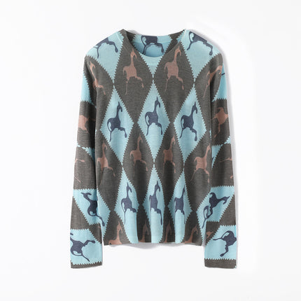 [120 water-soluble] worsted ultra-fine water-soluble wool ink painting round neck skin-friendly thin knitted base shirt