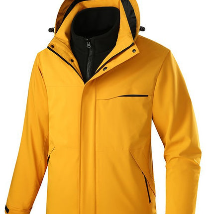 Three-In-One Men's Hooded Detachable Waterproof and Windproof Mountaineering Jacket Three-In-One Jacket