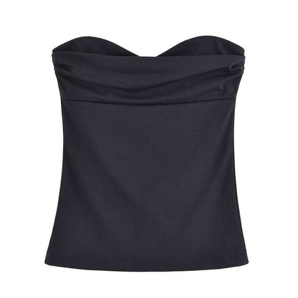 New Strapless Design Versatile Slimming Suit Spring Top Wide-Leg Pants Niche