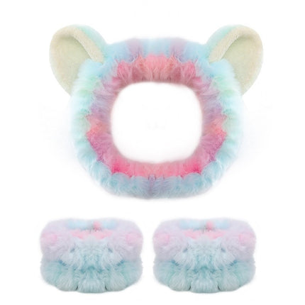 Amazon Plush Headband Wristband Set Face Washing Absorbent Headband Cartoon Cute Waterproof Hairband Wholesale