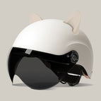 One size fits all / Summer helmet frosted white + summer helmet sun protection glasses + accessories (rabbit ears white)