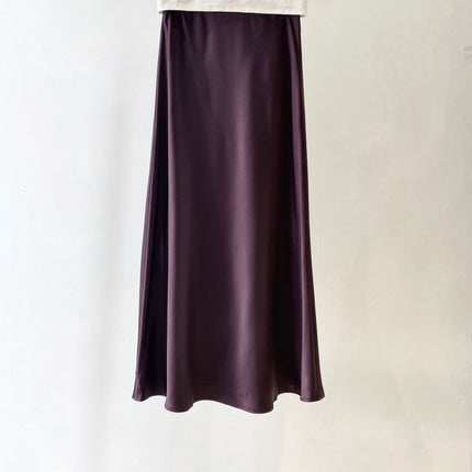 【Zhihetang】High-Waisted Satin Acetate Skirt 2026 Spring/Summer Bodycon Fishtail A-Line Long Skirt Ice Cream Color
