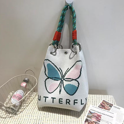 Niche design black and white diamond knitted tote bag handbag casual versatile large capacity messenger bag factory direct sales