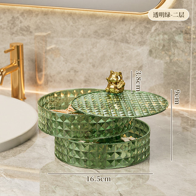 Desktop Rotating Jewelry Storage Box Home Dormitory Multi-Layer Cosmetics Storage and Organization Jewelry Box Dust-Proof Storage Rack