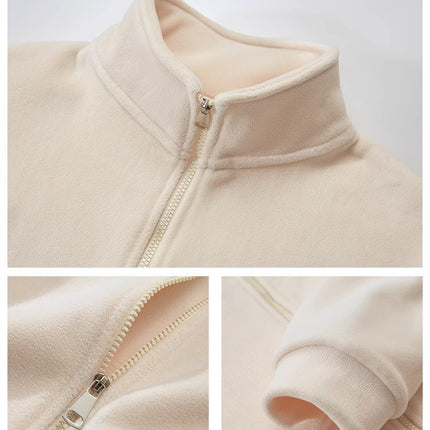Winter Fleece Jacket for Women, Softshell Jacket with Inner Lining, Stand Collar, Lamb Wool Sweatshirt, Autumn Style, Inner Layer, Winter Style, 2025 New Model