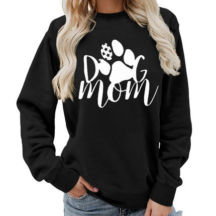 Amazon Source Dog Mom Printed Round Neck Women's Jacket Sweatshirt Autumn and Winter Jacket Casual Loose