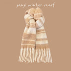 Large striped scarf, milky brown