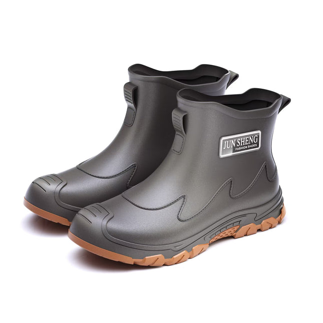 Japanese-Style Gray Rubber Sole Anti-Fouling Short Men's Rain Boots Integrated Waterproof Men's Shoes Outdoor Rain Boots Glue Shoes Men