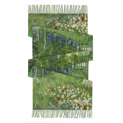 Autumn and Winter thick Van Gogh oil painting dabyis garden women's shawl warm scarf cashmere-like tassel long scarf scarf