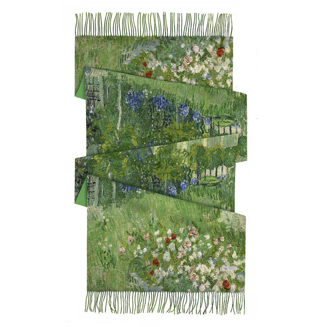 Autumn and Winter thick Van Gogh oil painting dabyis garden women's shawl warm scarf cashmere-like tassel long scarf scarf