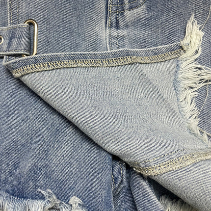 2025 Summer New European and American Style Denim Shorts Skirt High Waist Versatile Slim Skirt Pants Washed Jeans Cross-Border