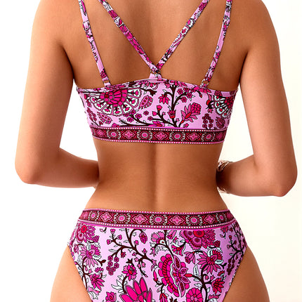 European and American fashion hot selling printed bikini beach hot spring hot girl swimsuit
