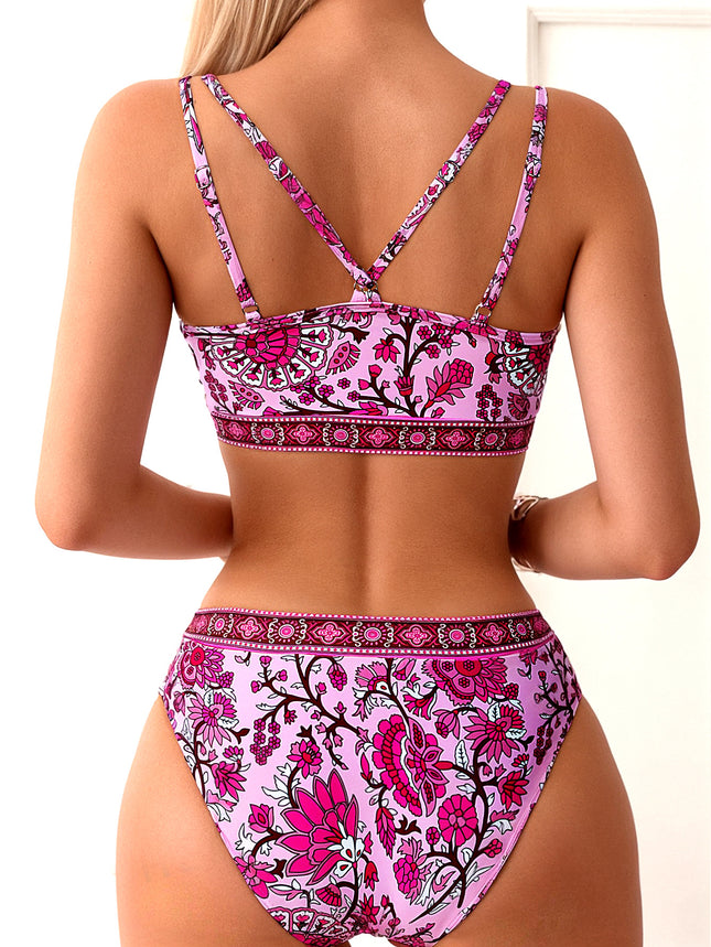 European and American fashion hot selling printed bikini beach hot spring hot girl swimsuit