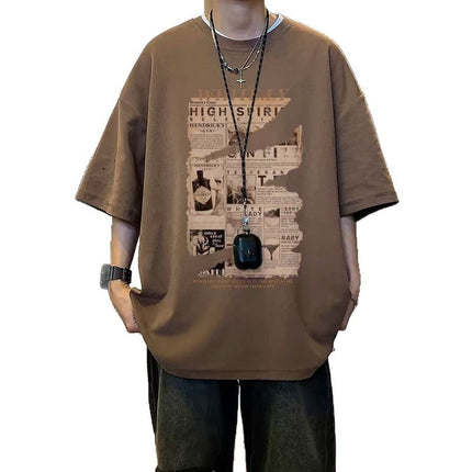 2025 New American Trendy Brand Letter Printed Short-Sleeved T-Shirt Men's Summer Ins Trendy Brand Loose Casual Top