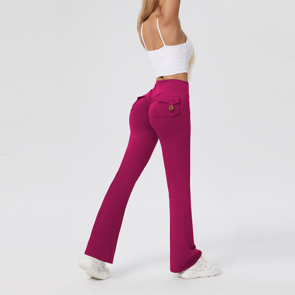 Pocket Yoga Pants Women's Peach Bell Pants Women's High Waist Hip-lifting Sports Tight Pants Quick-drying Yoga Fitness Pants