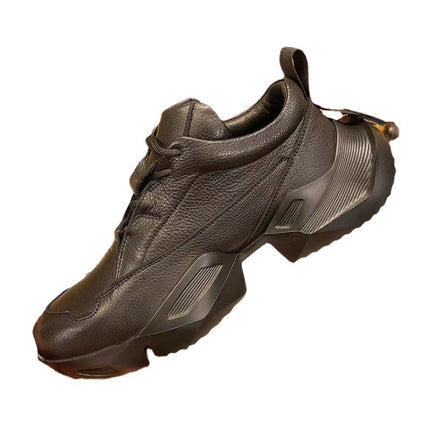 Black Samurai Thick-soled Dad Shoes Korean Trendy Board Shoes Wedge Sports Men's Shoes Cowhide Lace-up Casual Shoes