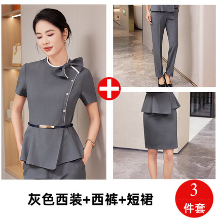 Xiao Xiang Style Summer Fashion Women's Clothing Professional suit Dress High-end Sense Reception Beauty Salon Front Desk Work Clothes