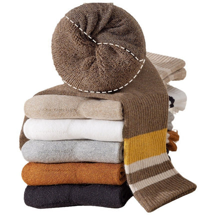 Socks Women's Autumn and Winter Mid-length Socks fleece-lined Thickened Warm terry Towel Bottom Cotton Socks High-tube Fashionable Women's Stockings