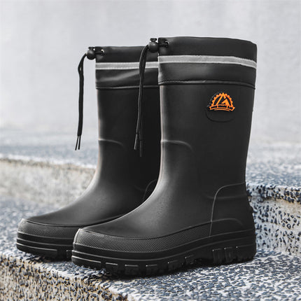 New Men's Waterproof Shoes, Rain Boots, Non-Slip Rain Boots, Mid-Calf Fashion Rubber Shoes, Korean Style Slip-Ons, Casual Wholesale Cross-Border