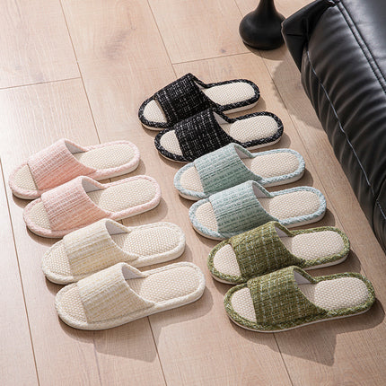 Xiaoxiangfeng Men and Women Couple Indoor Home Wooden Floor Open Toe Linen Summer Four Seasons Sandals