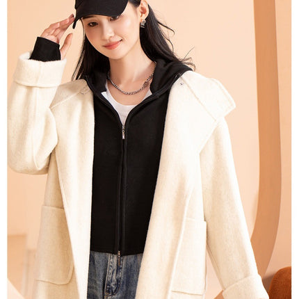Graphene Hooded Short Jacket, Slim Fit, Versatile Double-Sided Fleece Sweatshirt, Cardigan, Heated Short Style for Autumn and Winter, Slim Fit