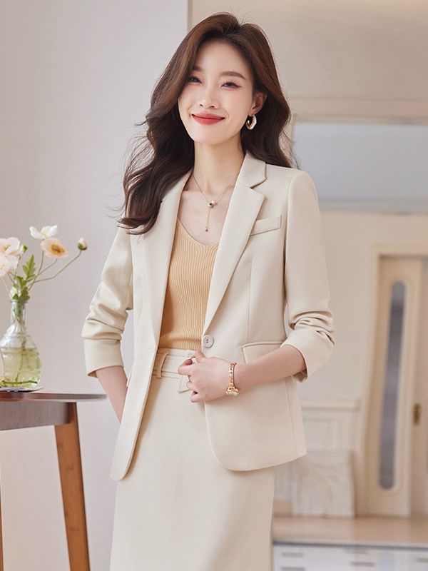 creamy-white Suit suit Women's Autumn 2023 New Professional Temperament Goddess Fan Formal Occasion Fashion Dress Set