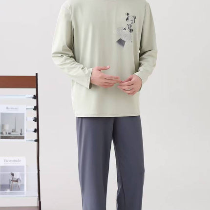 [Sold Out, Check for New Products] 2025 Autumn Pajamas for Men, Long-Sleeved, Loose-Fitting, Casual, Suitable for Wearing Outside as Loungewear