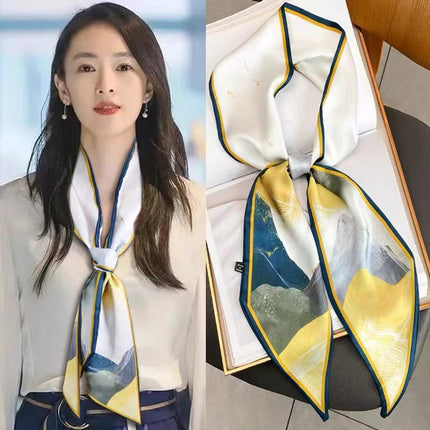 2025 New Long Scarf Korean Style Printed Temperament Scarf Summer Fashion Decorative Bangle Scarf Factory Wholesale