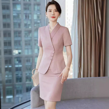 Suit suit Women's Summer Short-sleeved Tooling Professional Temperament Hotel Front Desk Manager Jewelry Shop Beautician Work Clothes