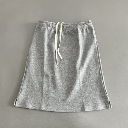 Clean and impenetrable elastic waist skirt spring and summer new solid color skirt drawstring all-match skirt casual women