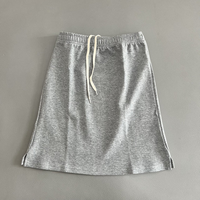 Clean and impenetrable elastic waist skirt spring and summer new solid color skirt drawstring all-match skirt casual women