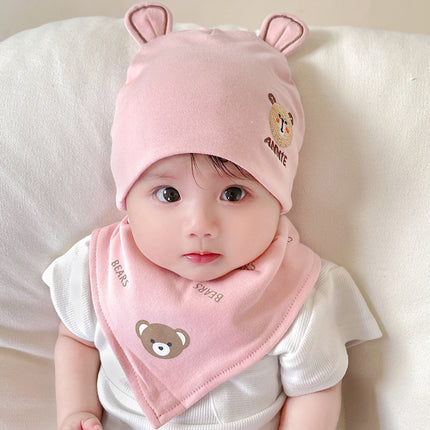 Katu Bear Infant Hat Spring & Fall 3-6-12 Months Male and Female Baby Pullover Hat Cotton 100-Day Sleeping Hat