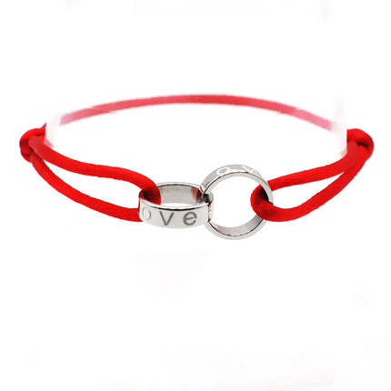 Cross-border supply Foreign Trade hand-woven couple stainless steel bracelet love double ring bracelet adjustable bracelet