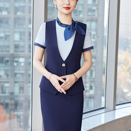 Professional suit Summer Hotel Front Desk Tooling Beautician Work Clothes Female 2024 New Catering Uniform Vest