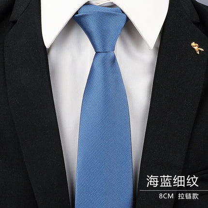 Tie Men's Forsuit Business Blue Striped Shirt Suit Hands Lazy People Zip-Free Wedding Trend