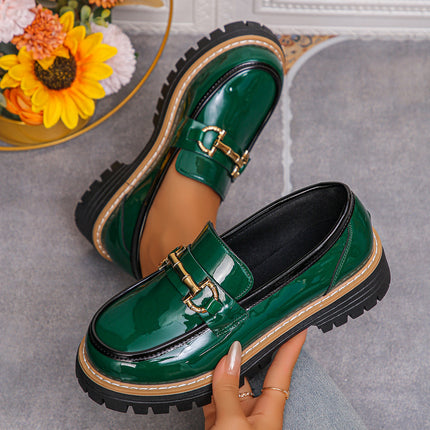 Cross-Border Export Women's Fashionable and Versatile Slip-On Shoes 2025 Spring & Fall New Style Lightweight and Comfortable Thick Heel Loafers