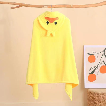 Baby can wear hooded bath towel cartoon coral fleece children's bathrobe autumn and winter newborn baby padded Cape wholesale