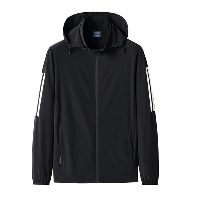 2025 Summer Lightweight Long-sleeved Removable Hat Jacket Men's Loose Casual Fishing Outdoor Sports Ice Silk Sun Protection Clothing