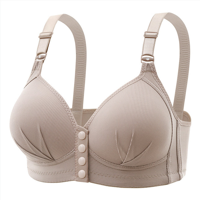 Cross-border plus size Front Buckle Vest Bra Gather-up No Steel Ring Thin Middle-aged Mother Beautiful Back Underwear Bra