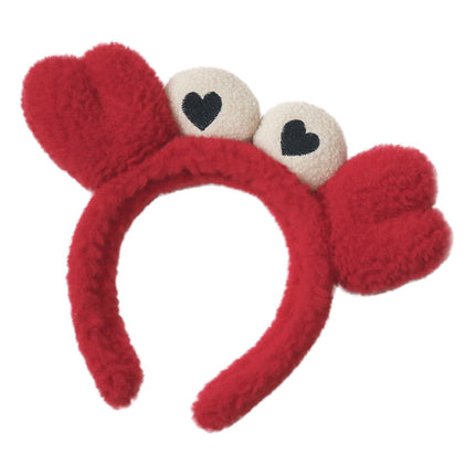 Korean Cartoon Red Crab Headband for Washing Face, Women's Hairband, Hair Clip, Hair Tie, Internet Celebrity Style Bangs