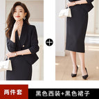Black suit + black skirt / S