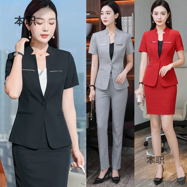 [Jewelry Store Work Clothes] Beautician Summer New Short-Sleeved Suit Front Desk Waiter Professional Women's Suit