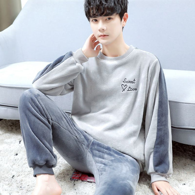 Carefully Selected Men's Winter Pajamas, Fleece-Lined and Thickeneded Suit, Flannel, Warm and Wearable, Cartoon Cute Men's Winter Home