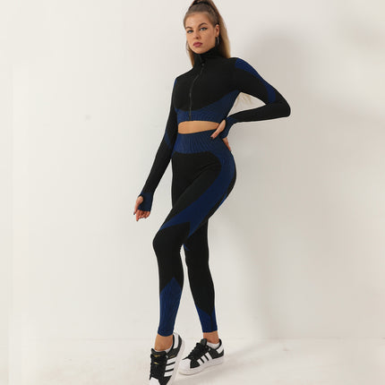 Cross Border Hot Sale Seamless Quick Dry Long Sleeve Yoga suit Fitness Yoga Suit Top Lulu Sports Yoga Pants Trousers