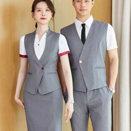 Stewardess uniform professional shirt Women's Spring temperament suit high-end hotel front desk reception work clothes beauty salon work clothes