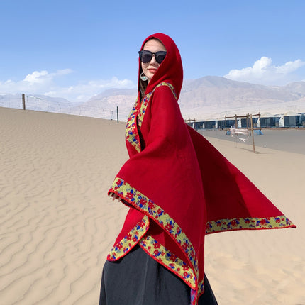 Summer Ethnic Style Scarf Xizang Sun Protection Silk Scarf Female Qinghai Lake Travel Photo Beach Towel Twill Satin Shawl Xinjiang