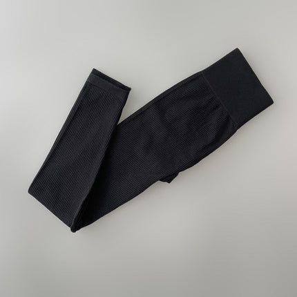 Foreign Trade New Leggings Outer Wear Spring and Summer Women's Solid Color Elastic Tight Sports Pants Yoga Fitness Threaded Pants