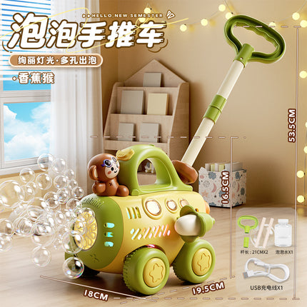 Dinosaur Trolley Bubble Blowing Machine Cute Fun Animal Modeling Children's Walkers Rabbit Push Music Stall Toys